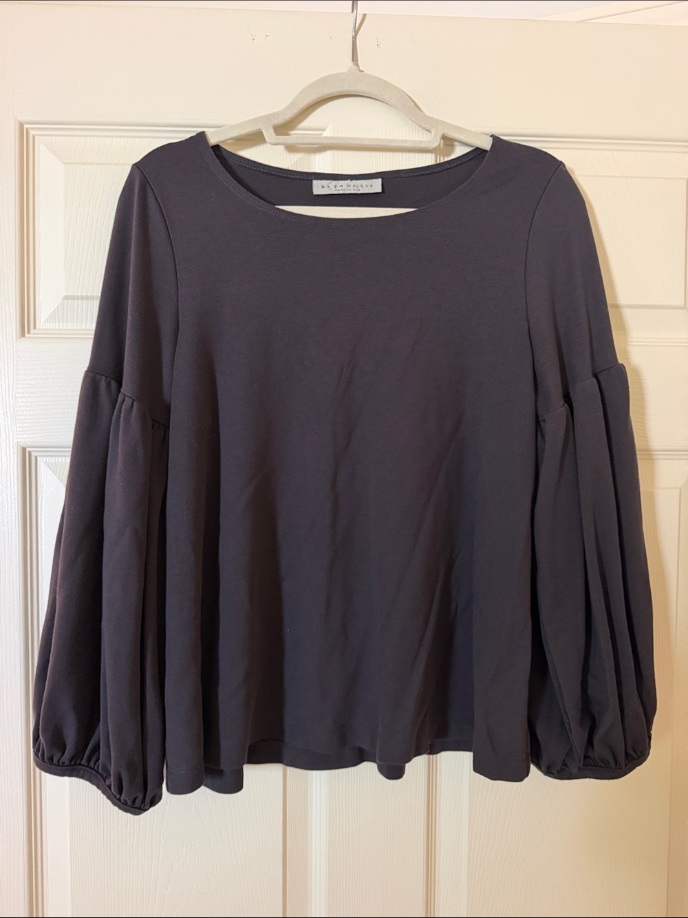 bryn Walker Charcoal Balloon-Sleeve Crewneck Tunic